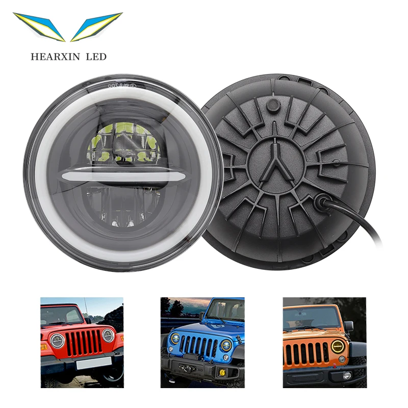 Phare LED 7 pouces pour Jeep Wrangler JK, feu de course 6000K, 4x4,  approuvé par points, pour Lada Niva Urban, yeux d'angle hors route