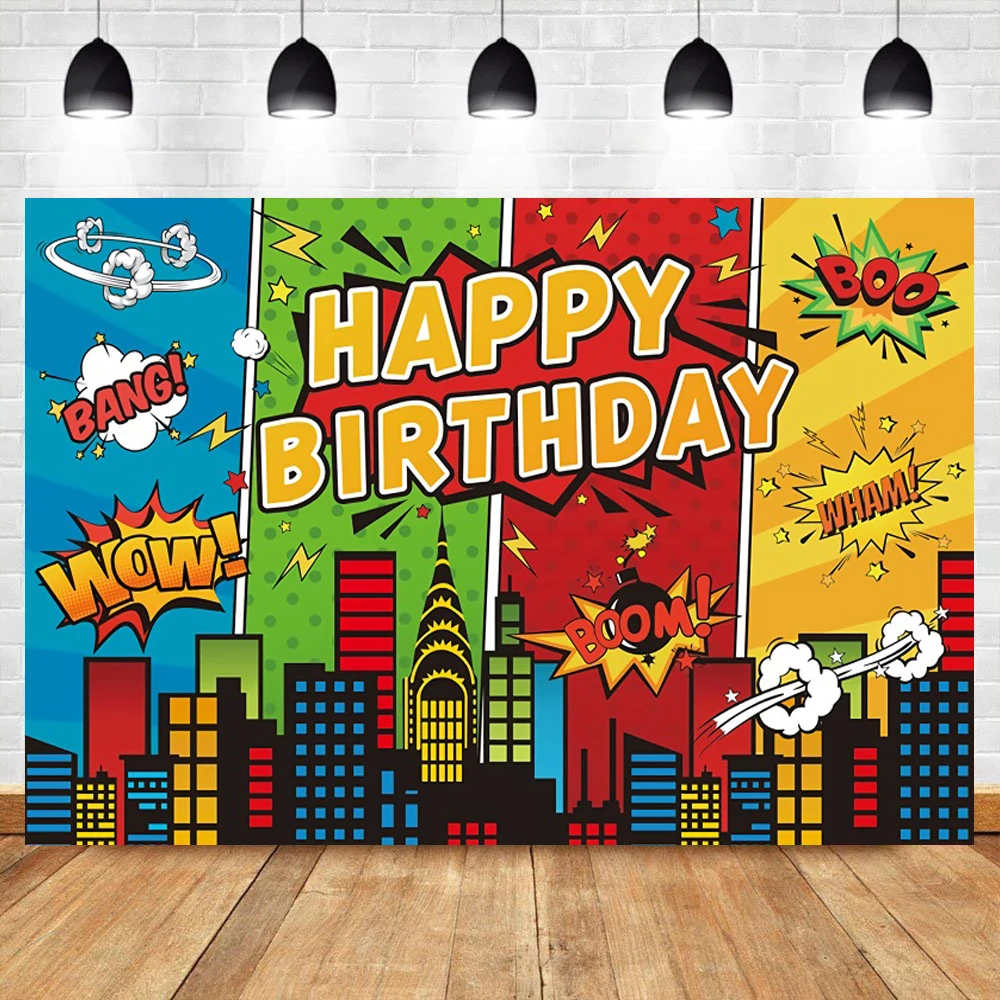 Cartoon Superhelden-Fotohintergrund – 2,4x3 M, Vinyl, Für Kindergeburtstag & Studio