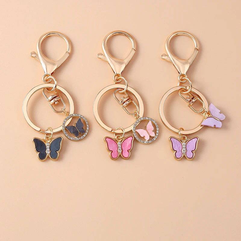 Mode Tier Schmetterling Schlüssel bund für Auto Schlüssel halter Frauen Männer Handtasche Anhänger Schlüssel ring Zubehör DIY Schmuck Geschenke