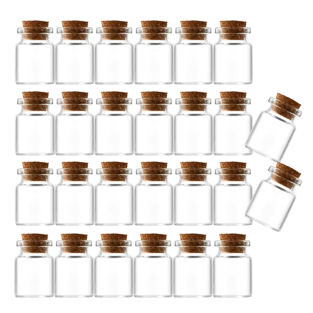 26PCS Glass Bottles Cork Stoppers DIY Decoration Mini Glass Vials Cork Message Bottle Vial Cork,Small Bottles Jars