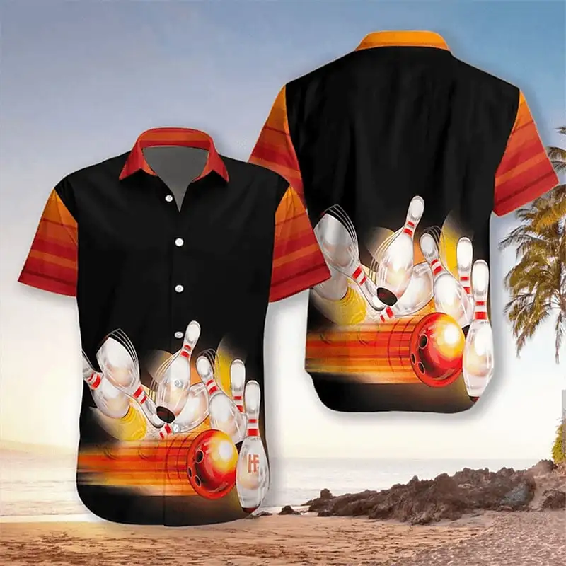 Hawaiian Bowling Men's Shirt Unique Floral 3D Print Summer Lapels Short Sleeves Oversized Unisex Fashion Sweatshirt Streetwear 6
