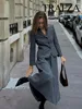 TRAFZA 2023 Autumn Women Fashion Sets Solid V Neck Tight Blazer + A Line Loose Comfortable Minimalism Style Female Long Skirt 5