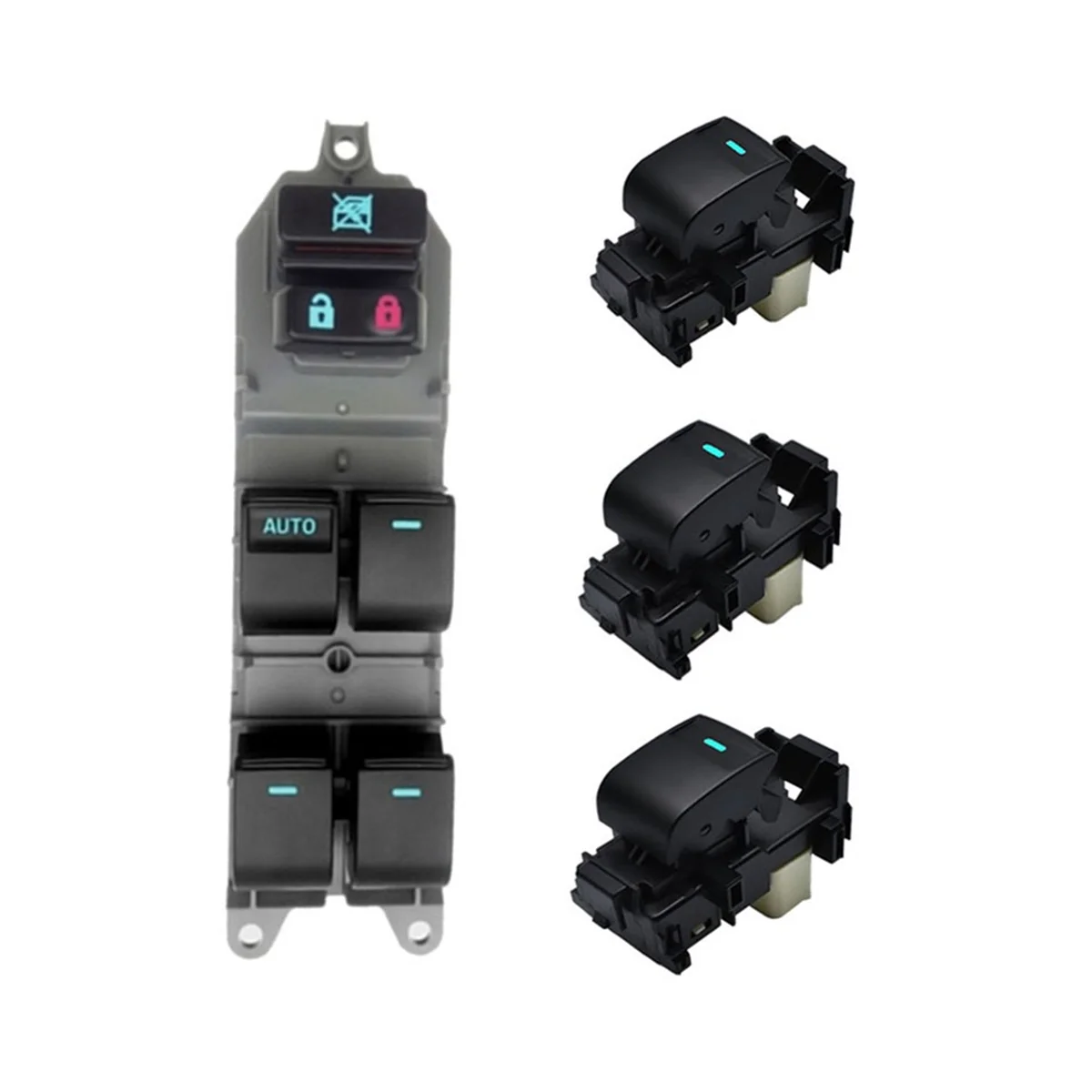 

1 Set Blue LED Power Window Lifter Switch Button for Toyota Camry Yaris Corolla RAV4 Vios LHD Backlight Upgrade