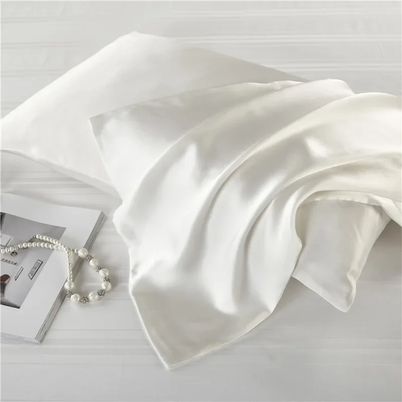 

25MM Silk Crepe Plain Pillowcase Double-faced Silk Pillow Cover Zipper Comfortable Soft Pillow Case 2 Home Pillow Covers P006