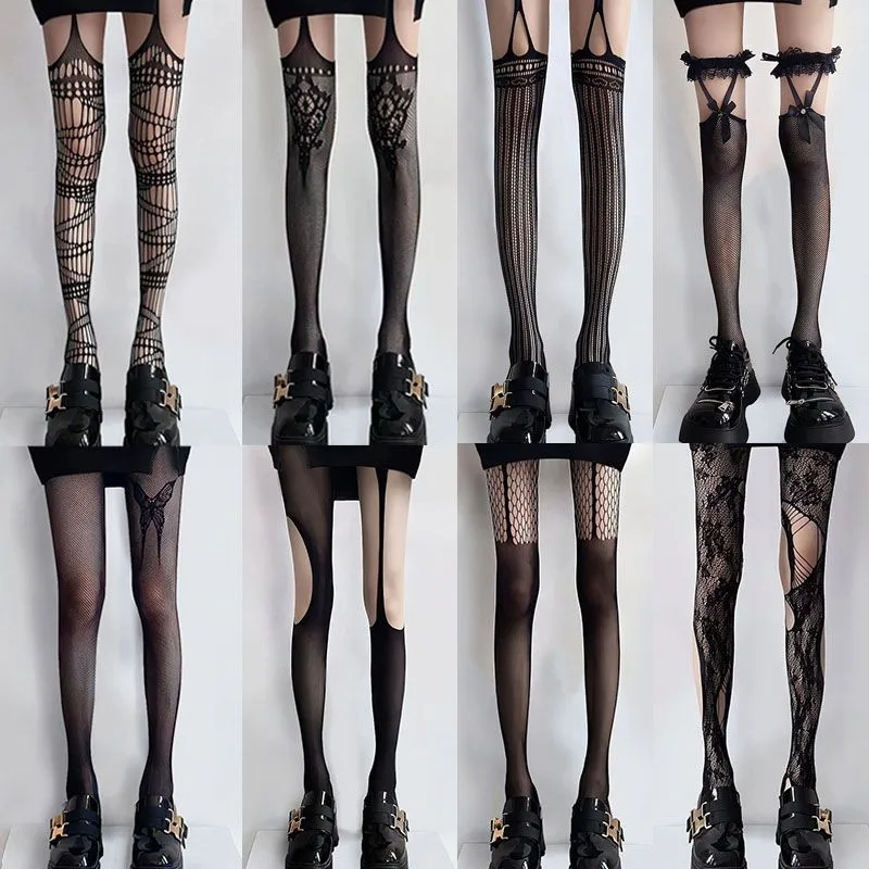 

Subculture Lolita JK Multiple Styles Fishnet Lace Stockings Japan School Girls Sexy Mesh Bottom Tights Gothic Costumes Pantyhose