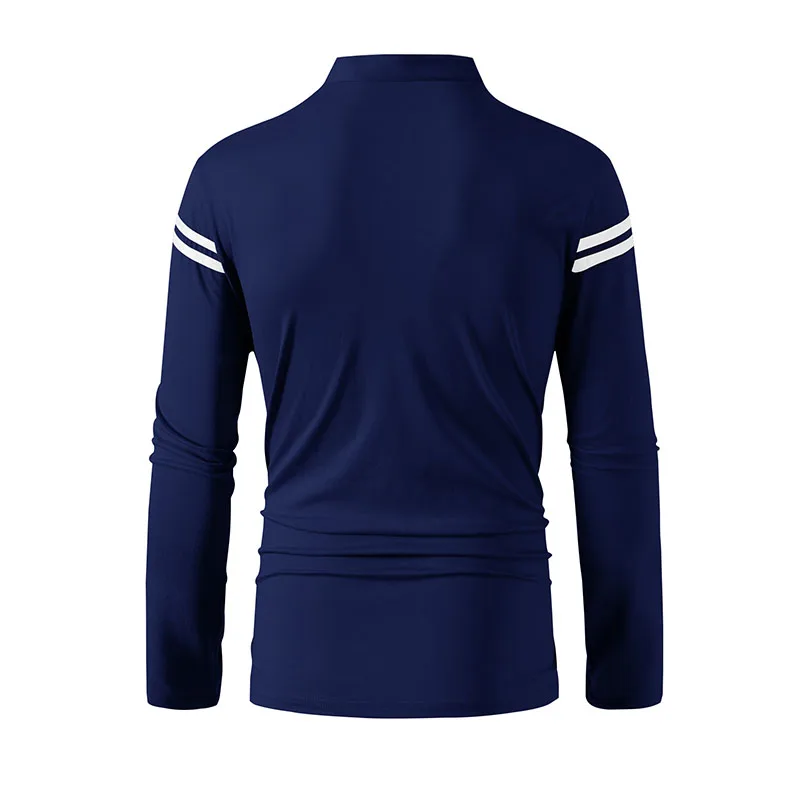 2025, lässiges, modisches, einfarbiges Langarm-Poloshirt für Herren, Stehkragen, vielseitiges, bequemes Oberteil für verschiedene Anlässe – Detail 14