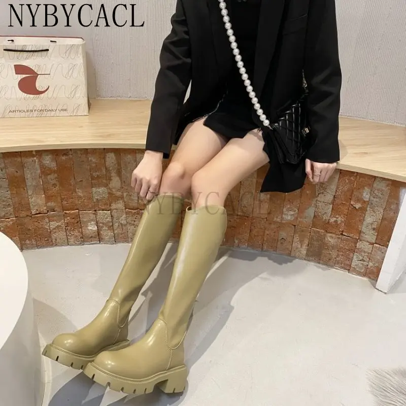Designer 2023 New Winter Women Knee-High Riding Equestrian Boots Leather Platform Shoes Woman Long Boots Office Lady Footwear