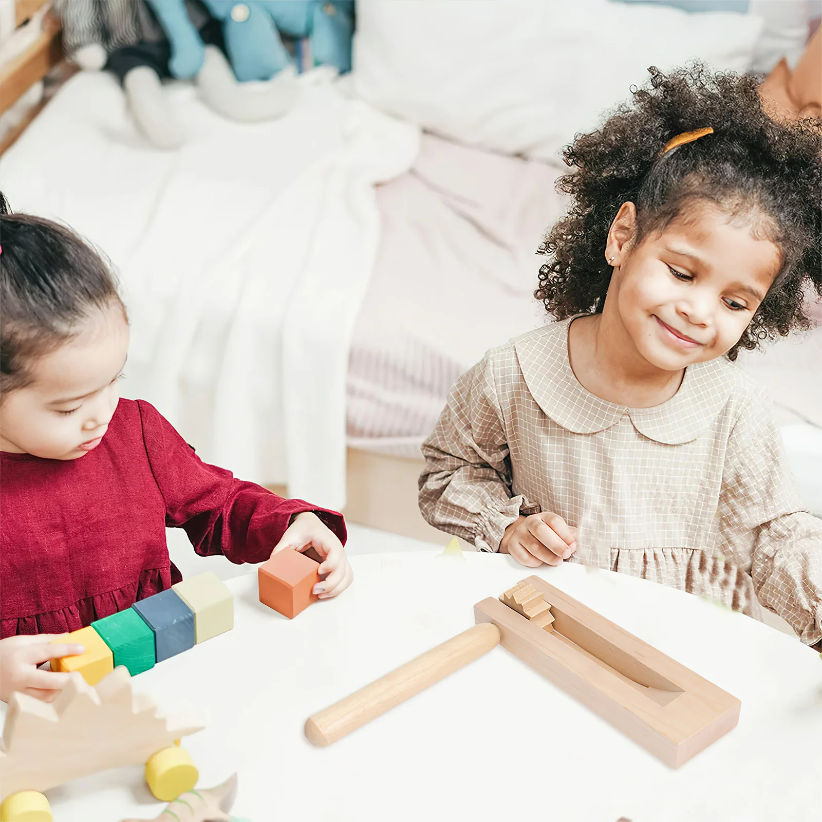2Pcs Wooden Ratchet Noise Maker Educational Percussion Instrument Rotary Soundboard Rotary Traditional Matraca for Kids