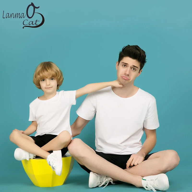Customized Cotton Family Matching Clothes Mom Daughter Son Dad Personalized Printing T shirts For Aldults and Children 2