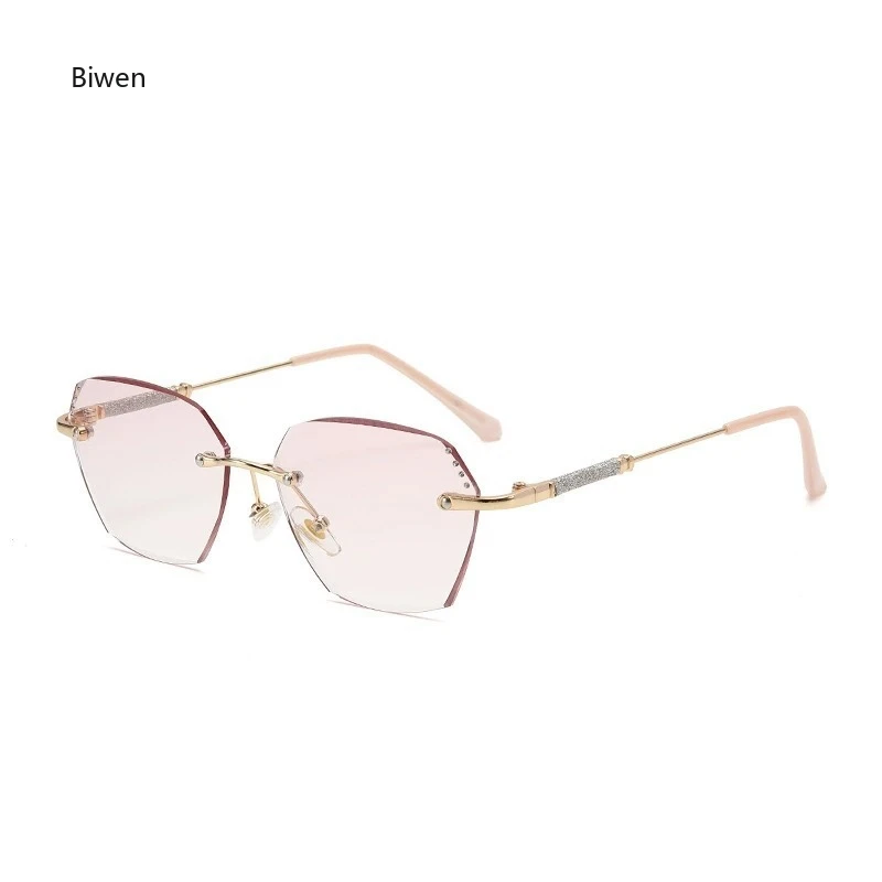 Women Trendy Reading Glasses with Diamond Unisex Blue Light Blocking Diopter Eyewear Luxury Fashion Rimless Far Sight Eyeglasses 5