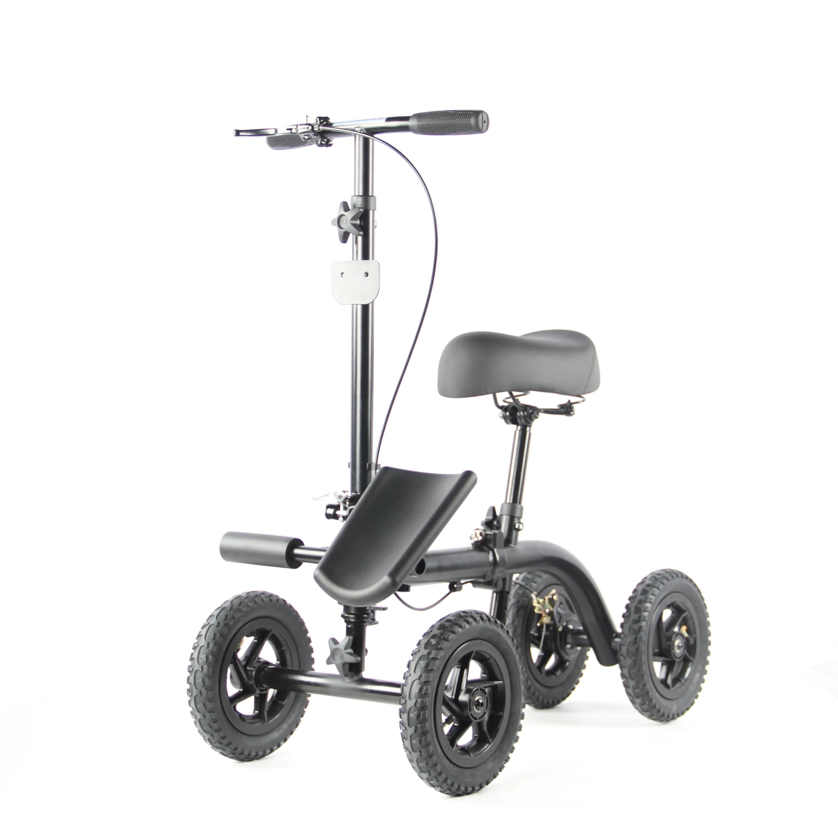 Rollator Walker Scooter 4 Ruote Telaio In Acciaio Seduto Ginocchiera Girello Orientabile