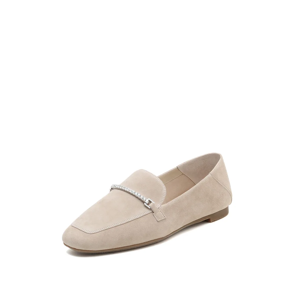 2022 spring and autumn shoes for women genuine leather slip-on loafers Flats designer shoes Casual rhinestone kawaii women shoe