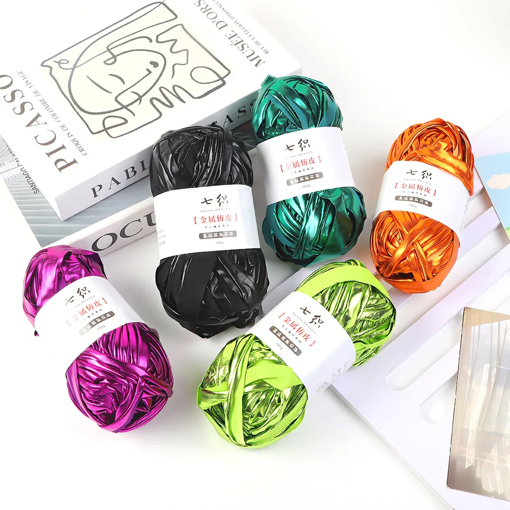 D&D 100M/roll Metallic T-Shirt Yarn Fabric Cloth Knitting Yarn for Hand DIY Bag Blanket Cushion Crocheting Projects 3