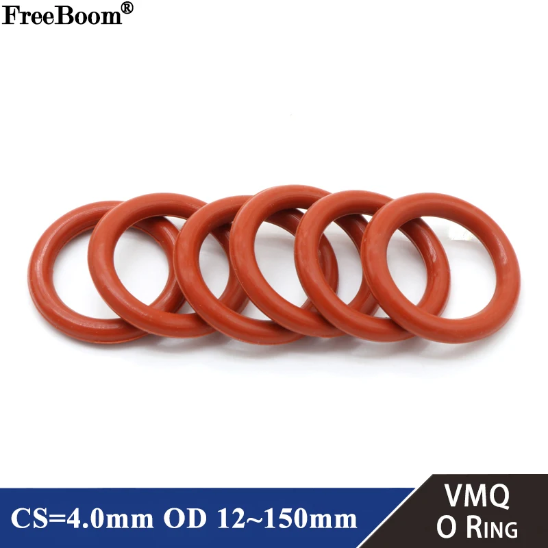 Food Grade VMQ O Ring Gasket CS 4mm OD 12-150mm Waterproof Washer Round O Shape Rubber Silicone Ring 10Pcs rubber o rings rubber washers keycap o rings silicone o rings