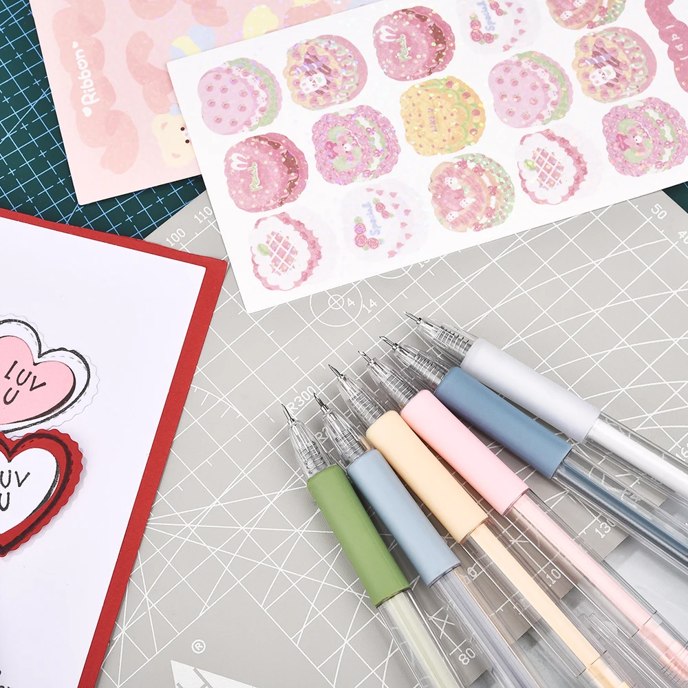 Description Picture 4 of item8Pcs Set Art Utility Knife Pen Refill Stickers Scrapbooking Cutting Tool Express Box Utility School Supplies DIY Paper-cut Tools