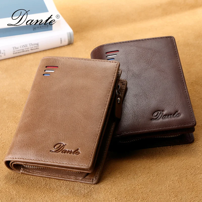 Men's Short Wallet RFID Anti-Theft Zipper Coin Wallet Large Capacity Card Holder