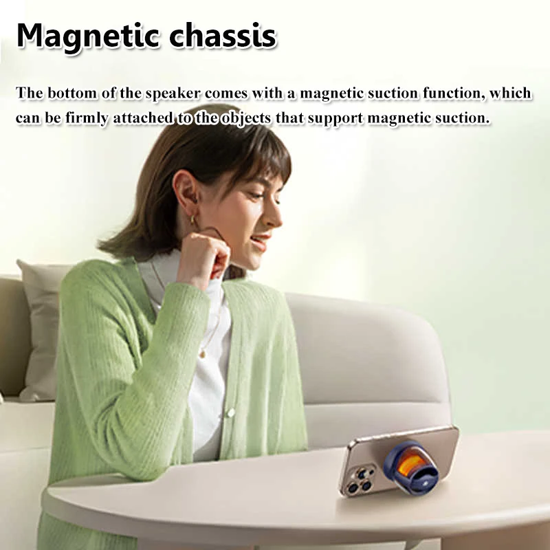 Mini Magnetic Bluetooth 5.4 Speaker RGB Light TWS Connection Stereo Soundbar Wireless MP3 Music Player Phone Stand Rechargeable