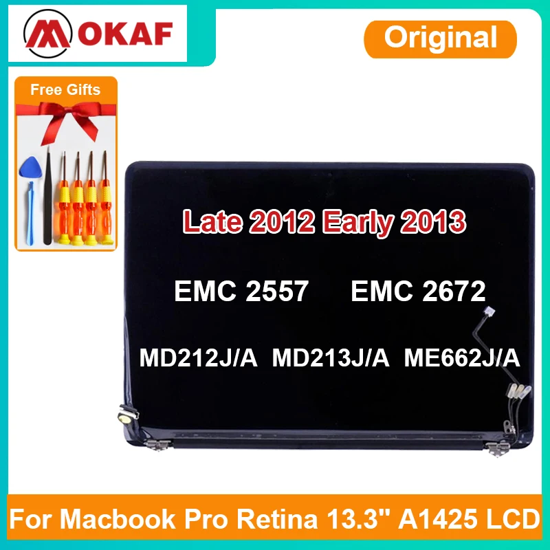 OKANFU Original A1425 MC 2557 2672 661-7014 Late 2012 Early 2013 LCD assembly For Macbook Pro Retina 13.3'' Screen |