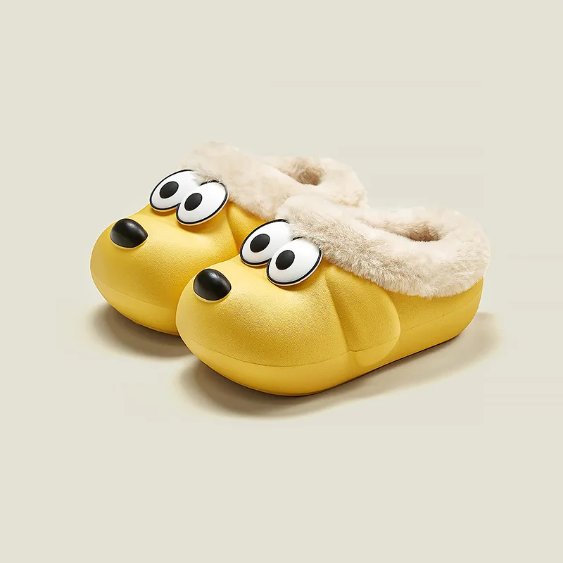 Children's Cotton Slippers Boys' Girls' Baby Plush Slipper Cute Puppy Indoor Non Slip Home Shoes Waterproof Cotton Shoes
