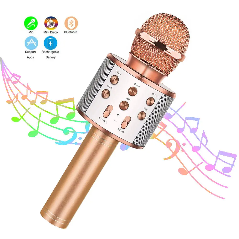 Draagbare Karaokemachine Voor Kinderen – Met 2 Microfoons – Bluetooth 5.3 – LED-verlichting – Stemeffecten – 8 Uur Batterijduur – Luidspreker – Perfect Voor Feestjes – Inclusief TF-kaart En USB