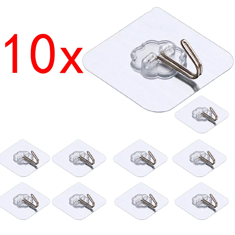 

No Need For Perforated Hooks Super Self-adhesive Wall Mounting No TracesKitchen Bathroom Universal Transparent Hook