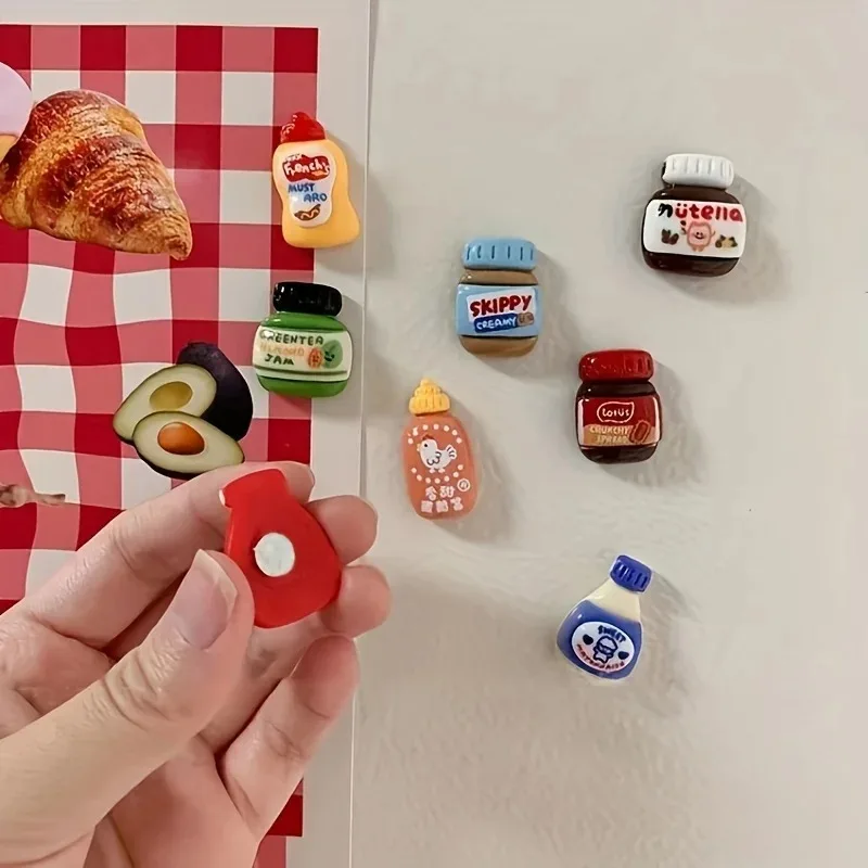 8pcs Refrigerator Magnets Kawaii Cartoon Food Decorative for Fridge Locker Cabinet