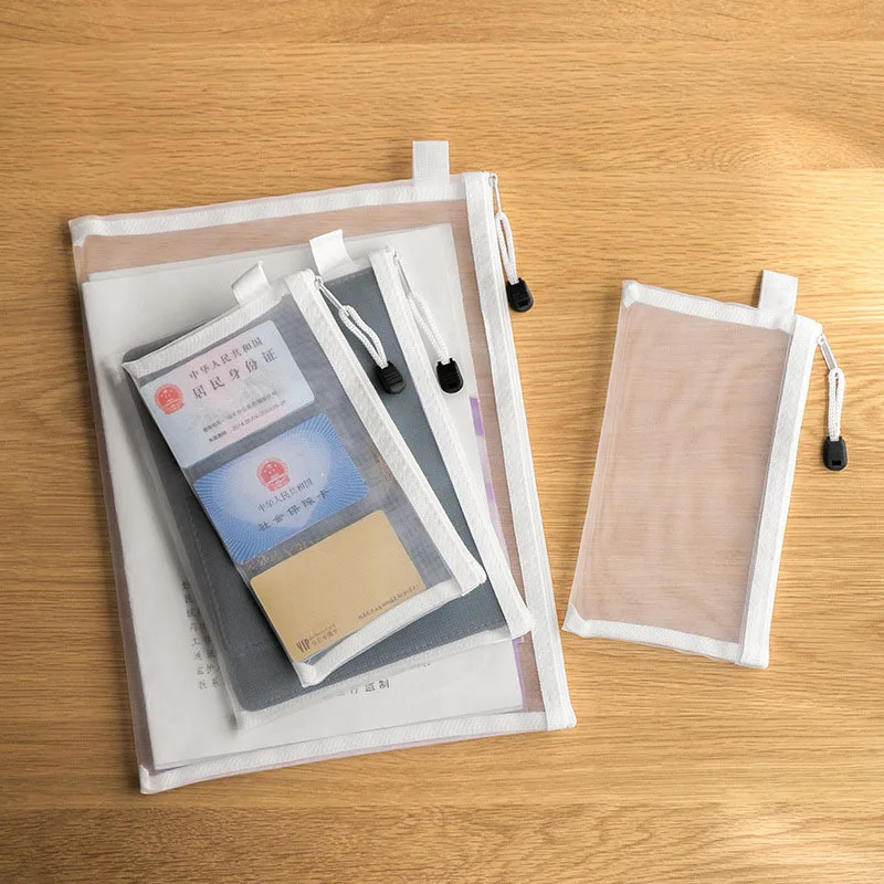 Waterproof Mesh Zipper Pouch for Documents and Cosmetics