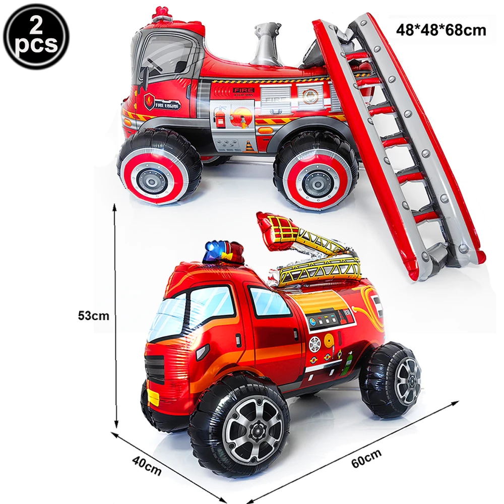 Firefighter Party Decoration Balloon Set - Fire Engine, Airplane & Ambulance Foil Balloons