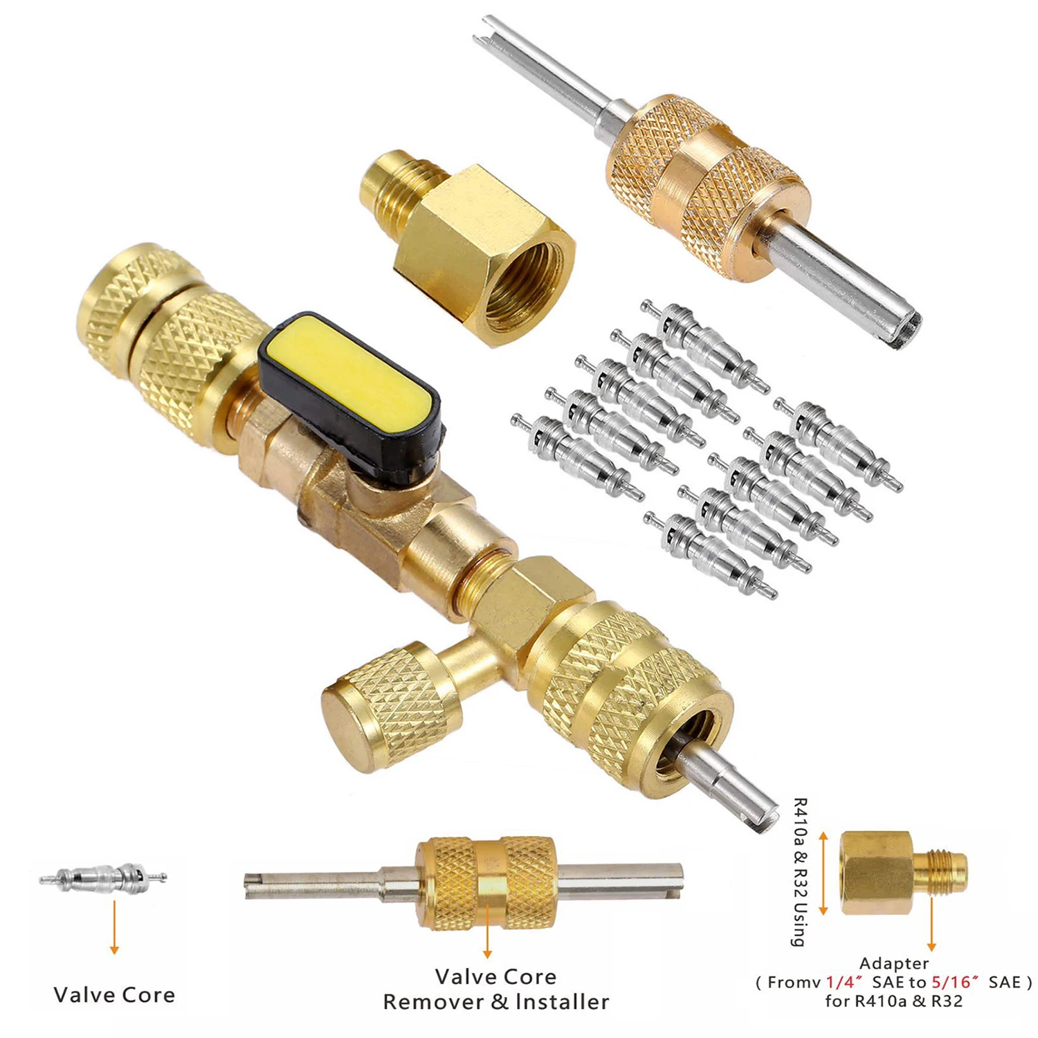 HVAC &ap; Refrigeration HVAC AC Schrader Tool Valve Core Reover Dual Size 1/4" And 5/16" Port