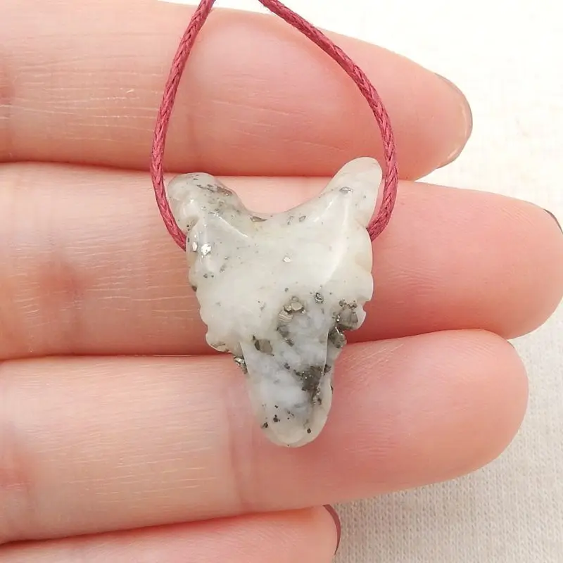 Natural Stone Pyrite Carved Animal Wolf Head Pendant Bead 24x16x9mm 3g Fashion Jewelry Necklace Accessories