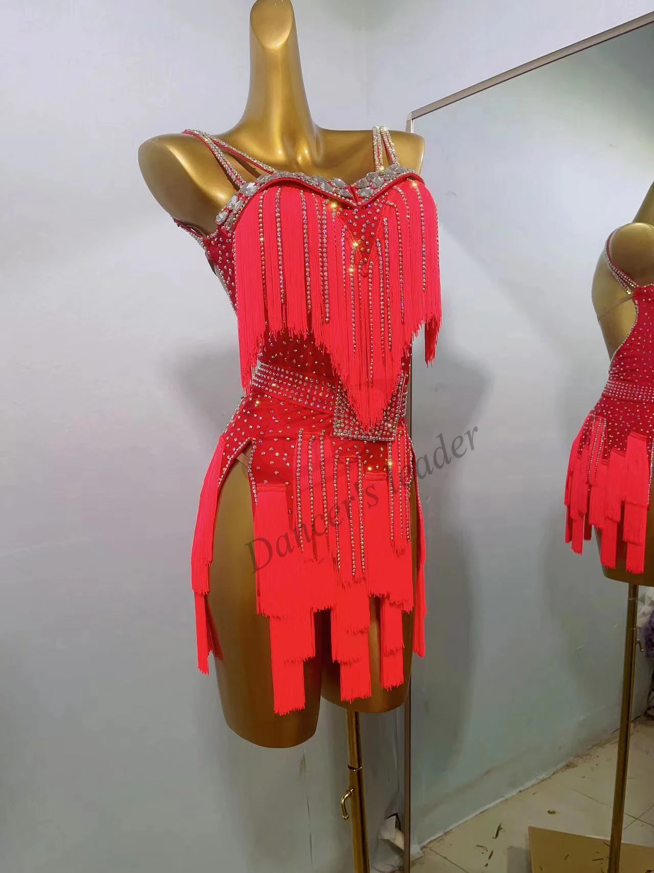 Latin Dance Professional Dress High-end Red Tassel Cha Tango Female Adult Standard Stage Professional Clothing dance dress