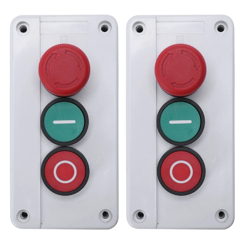

2X NC Emergency Stop NO Red Green Momentary Push Button Switch Station 600V 10A
