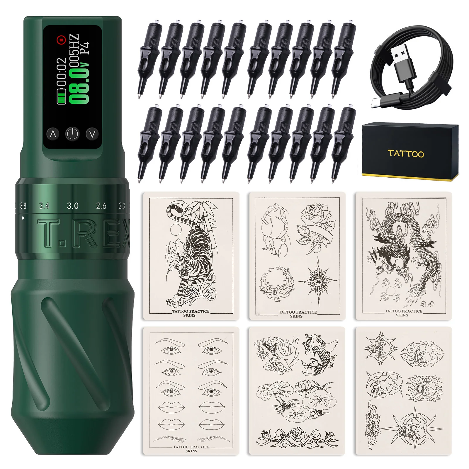 Tattoo Gun Kit T-Rex Tattoo Kit Complete Wireless Tattoo Machine