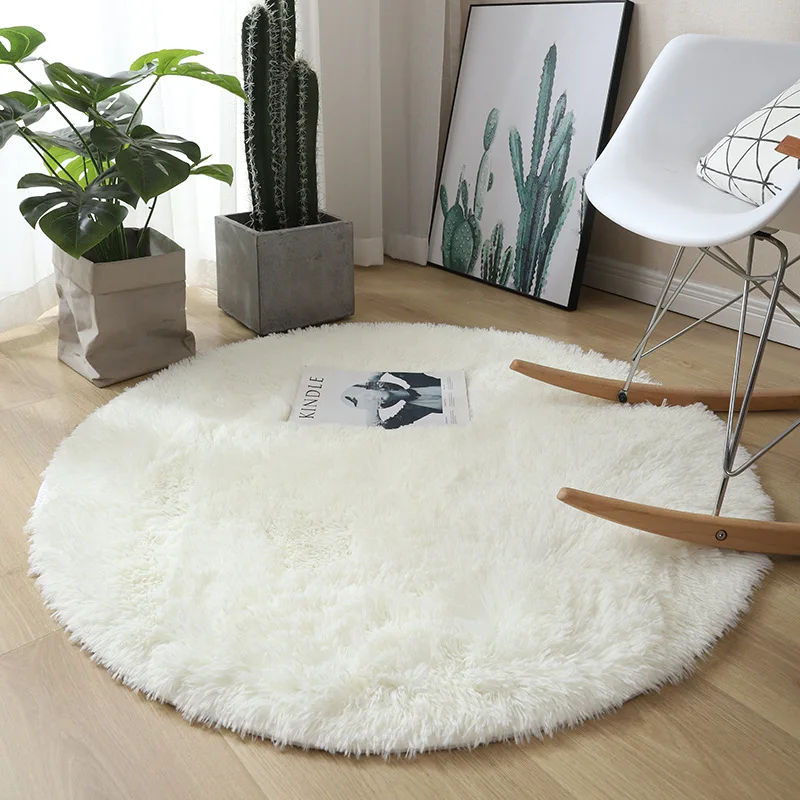 Large Round Carpet 80/100/120/140/160cm Modern Shaggy Rugs And Carpets For Home Living Room Bedroom Red White Rug mat | Дом и сад