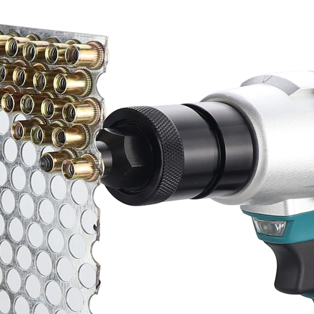 HIFESON Battery Free Metal Electric Rivet Gun Rechargeable Automatic Rivet Nut Gun Riveting Tool Nut Head M3-M12 For Makita Tool 6