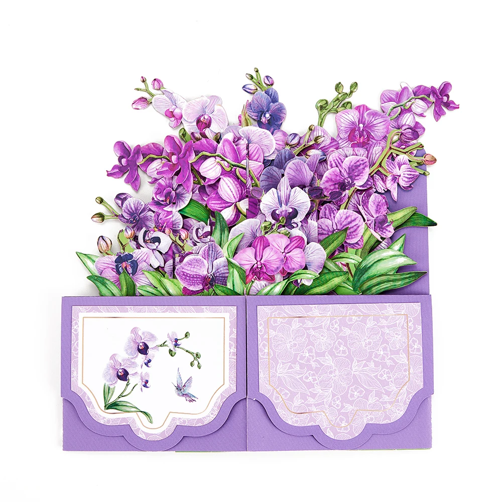 봉투가 달린 꽃 인사 카드, 어머니의 날 생일, 추수감사절, 결혼 기념일, 꽃 상자, 3D 팝업 서프라이즈 선물