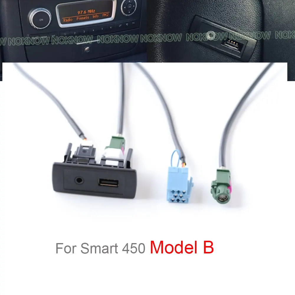 6 8 Pin Car CD Radio 3.5mm AUX USB Interface Panel With Adapter Cable Fit  For Mercedes-Benz Smart 450 451 smart fortwo - AliExpress