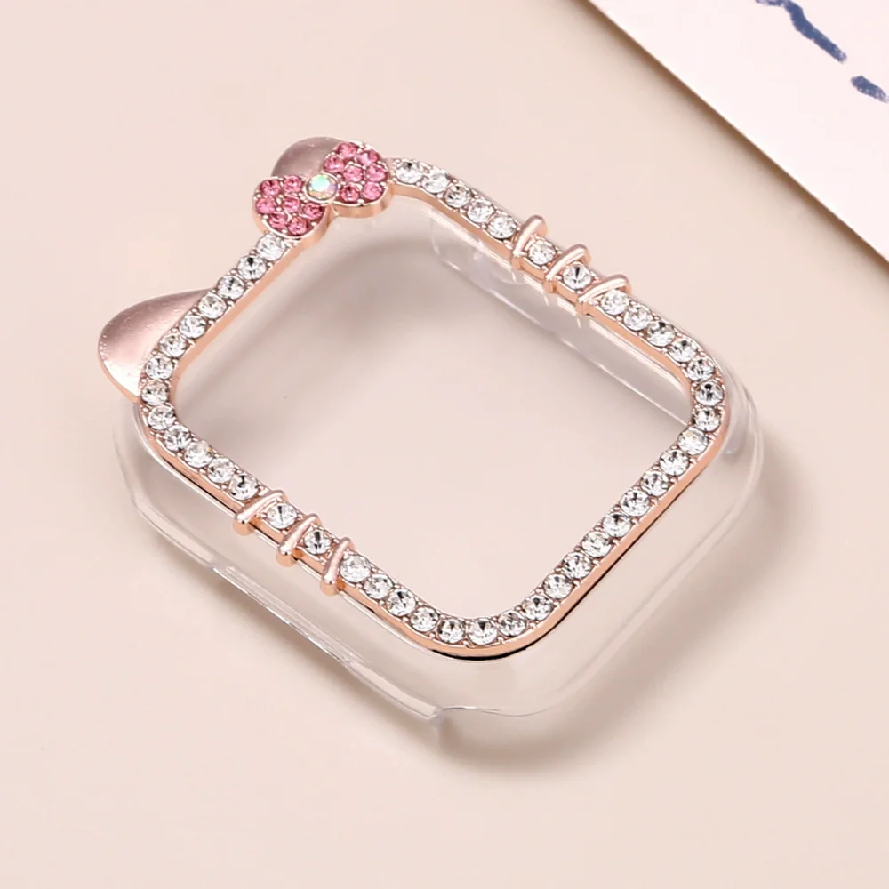 Protective Case for Apple Watch 9/8/7 41 46mm 45mm Bling Rhinestone Bumper Frame Cover iWatch Series 10/6/5/4 SE 40mm 44mm