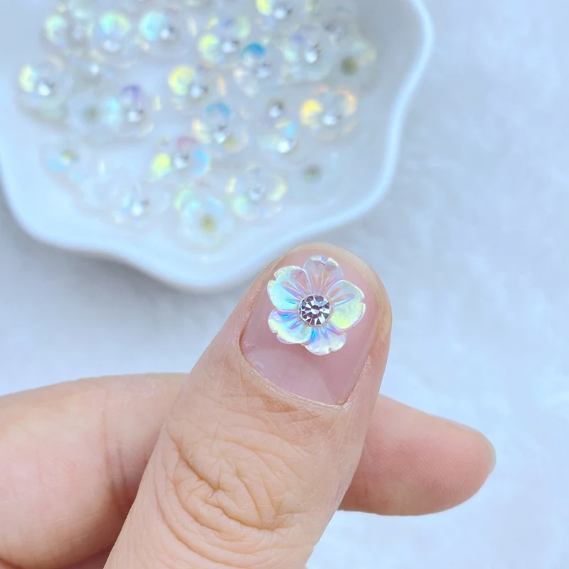 30pcs 새로운 귀여운 미니 반짝 이는 다이아몬드 꽃 네일 라인 석 보석 반짝이 네일 아트 쥬얼리 매니큐어 네일 장식 Accessorie