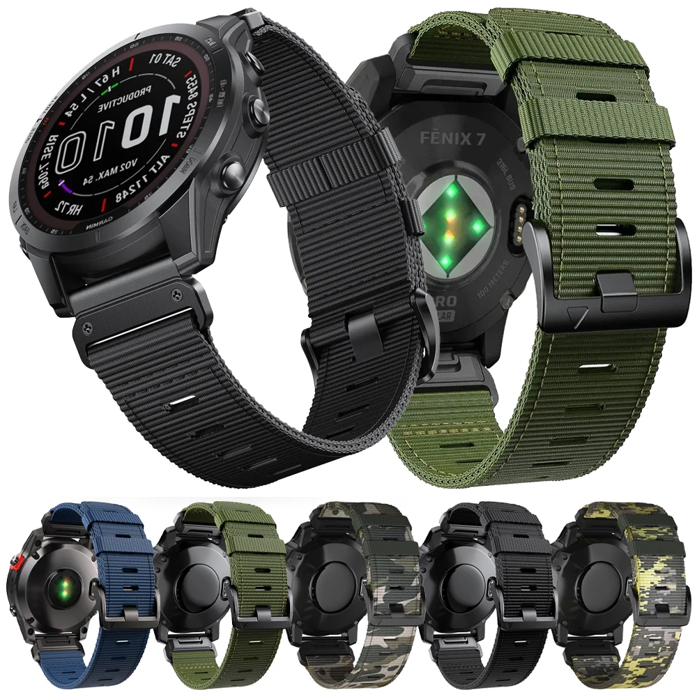 Cinturino In Nylon Quickfit 22Mm 26Mm Per Garmin Tactix 7 Pro Amoled Bravo/Delta Band Per Garmin Quatix 7 7 Pro 6 5 3 Cinturino Intrecciato