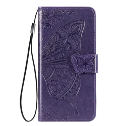 Butterfly Leather Flip Wallet Phone Case Cover - Moto G71 5G (Dark Purple)