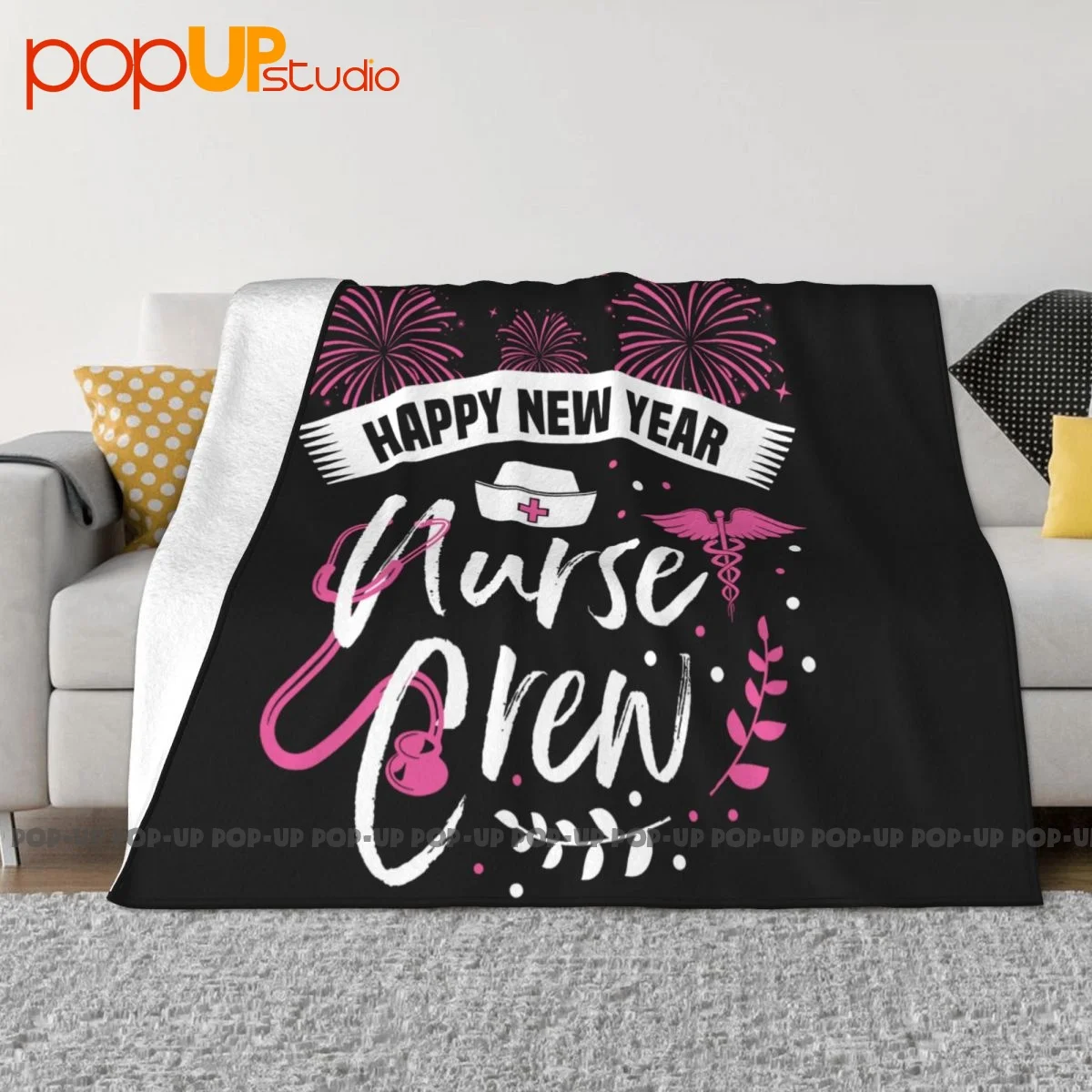 Happy New Year Nurse Crew Coperta Shaggy Classic Light Faux Fur Mink Sofa Decorativo