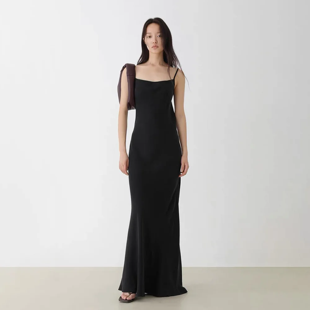 

23 Years Spring Summer Autumn Funky Simple One Shoulder Square Neck Dress Copper Ammonia Slant Cropped Halter Long Dresses