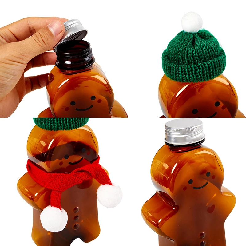 Creative Gingerbread Man Cute Bear Shape Plastic Drink Cup Christmas Decorations Christma Gift Kids Toys