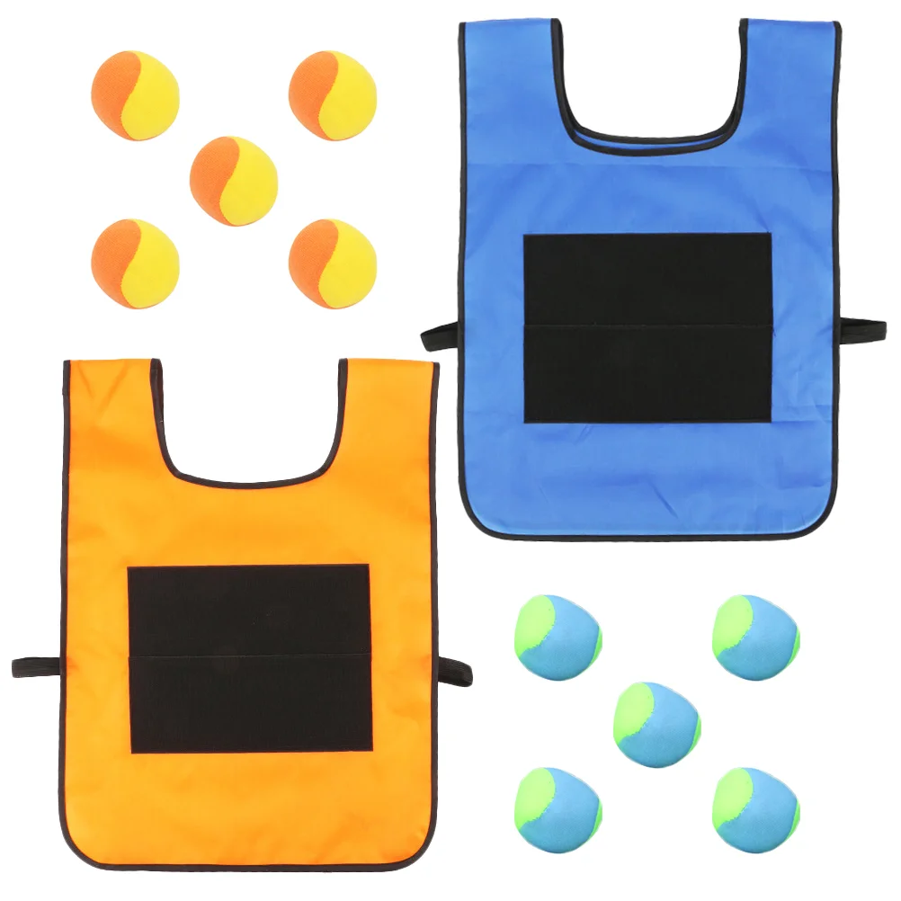 

2 Sets Sticky Jersey Tank Top Kids Outdoor Game Toy Vest for Ball Group Playing Plaything Sponge and Balls Toys Toddler