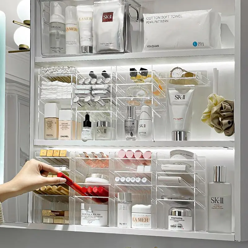  GICIVED Organizador de almacenamiento de cosméticos, caja de  almacenamiento de cosméticos de gran capacidad, organizador de cajones de  maquillaje para cuidado de la piel de lápiz labial de joyería, : Belleza