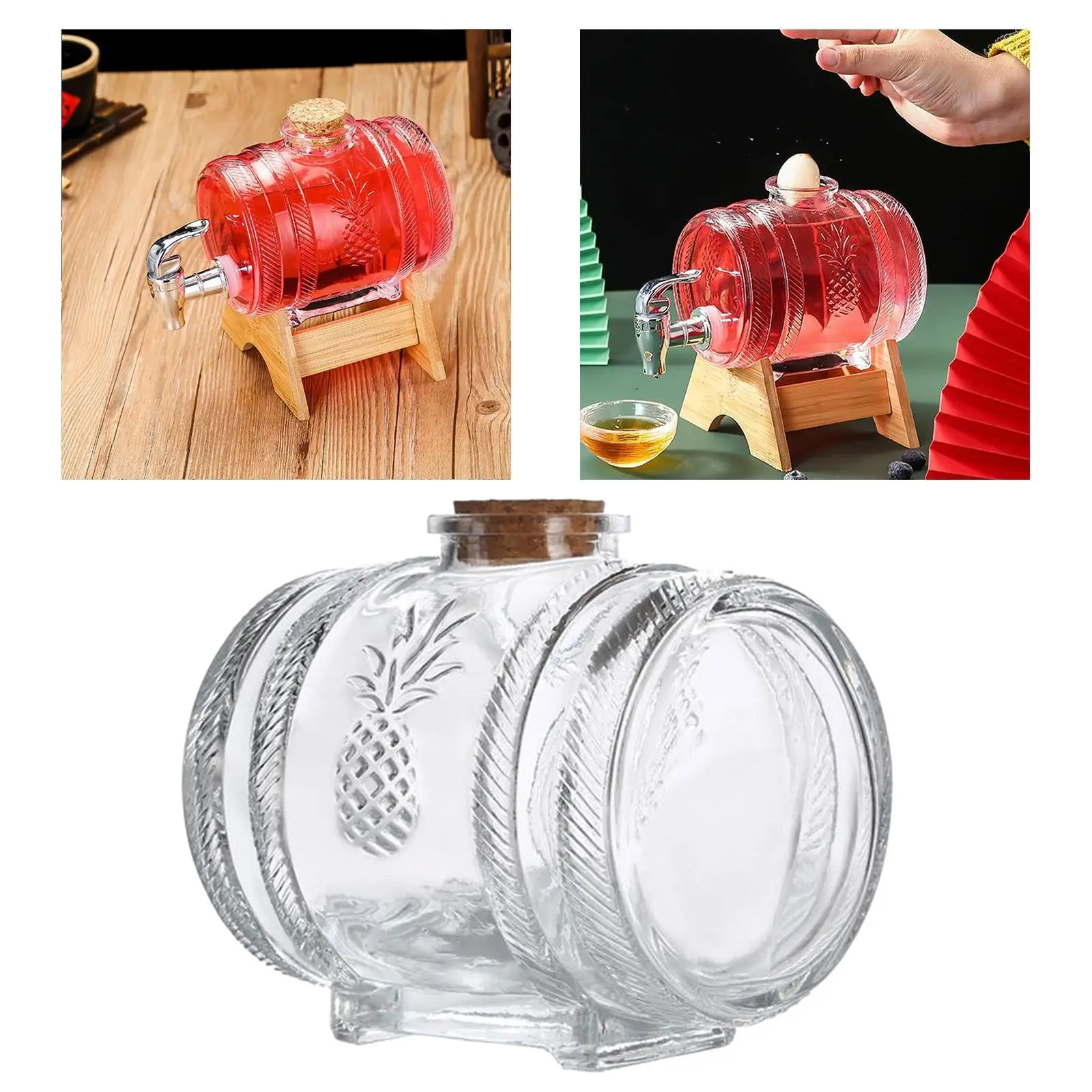 Glass Beverage Dispenser Jar Glassware Pitcher for Kombucha Wine Holeless Holeless