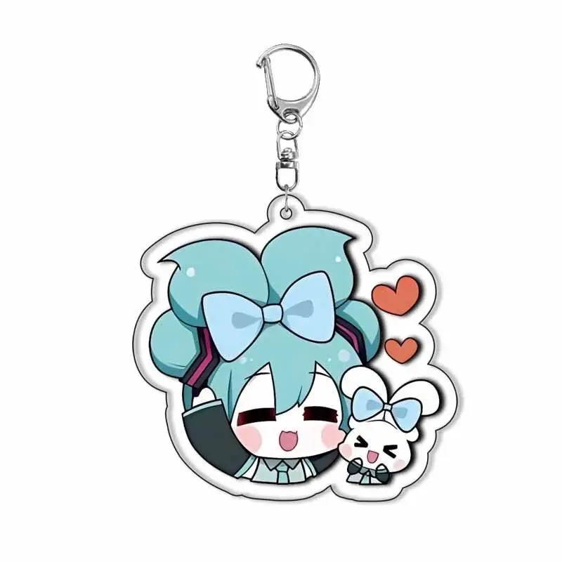 Hatsune Miku Creative Acrylic Keychain - Cute Backpack & Schoolbag Pendant with Animated DIY Charm