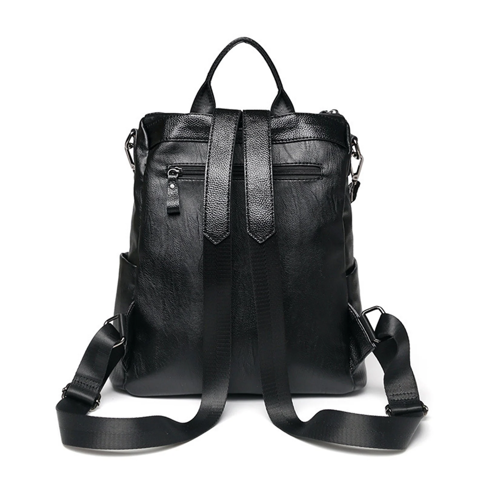 Zaini morbidi da donna Nuovo zaino da donna in pelle artificiale PU di grande capacità zaino nero tendenza moda classe studentesca - immagine 5