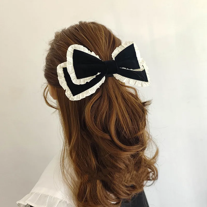 女性と女の子のためのヴィンテージベルベットレースのヘアピン,ヘア